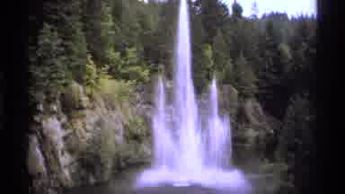 Vancouver Canada (1974): Overlooking Waterfall And Plants With Aging Red Leaves Or