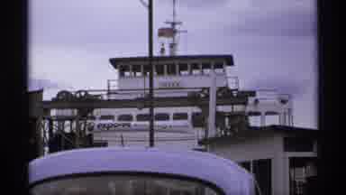 VANCOUVER CANADA-1974: Archival Footage Of A White Ferry Boat On A Cloudy Day