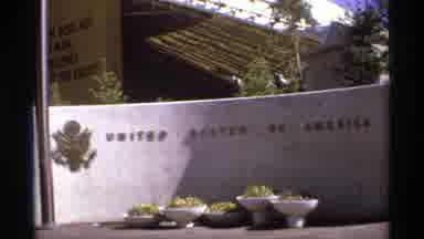 Worlds Fair Seattle-1974: View Of White United Nations Building Sign On A Sunny