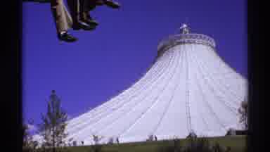 Worlds Fair Seattle-1974: View Of Dangling Feet And White Tent Top On Clear