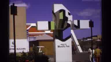 Worlds Fair Seattle (1974): View Of White World's Fair Sculpture On A Sunny Day