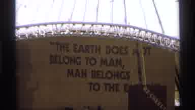 Worlds Fair Seattle-1974: Sydney Opera House Glowing at Night with Environmental Quote
