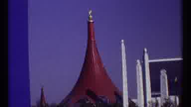 Montreal Canada (1967): A Pointy Red Roof And A Pointy Bizarre Roof In An Urban