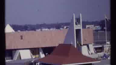 Montreal Canada (1967): Church Building Cross Red Blue Sky Wind