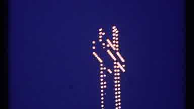 Montreal Canada (1967): View Of White Illuminated Cross Outline Symbol On A Clear