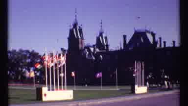 Ottawa Canada (1967): Filming Of A Building Fountain And Flag Pole
