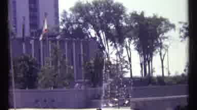Ottawa Canada (1967): View Of Three Flags And Water Fountain On A Bright Sunny Day
