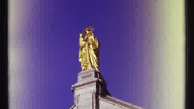 Ottawa Canada (1967): Golden Statue On Tip Top Of A Building As A Man In A Blue