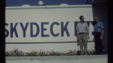 Toronto Canada (1967): Men Stand On Building In Front Of Skydeck Sign Then High