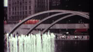 Toronto Canada (1967): Fountain And Arches Over Pond In City With People Gathered