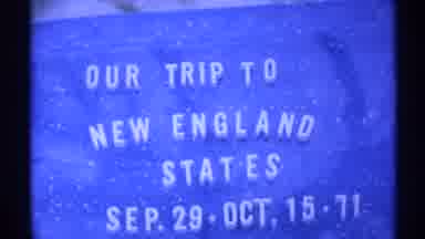 New York (1971): Dark Sign White Letters Reading Our Trip To New England States