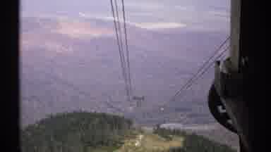 Vermont (1971): View Of Empty Sky Tram Car And Tram Cable Lines On A Clear Day