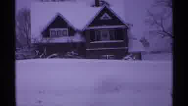 Wisconsin (1971): View Of Snow Covered House And Backyard Shed On Clear Winter Day
