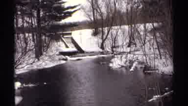 Wisconsin (1971): View Of Snow Covered Bridge And Icy Stream On A Cloudy Winter