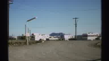 Arizona (1972): Campers Trailers Outside Poles Nature Wilderness Cactus Rocks