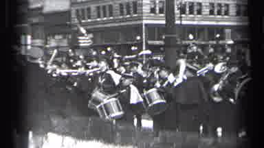 Cleveland Ohio (1937): Three Band Members Playing Drums On A Bright Sunny Windy