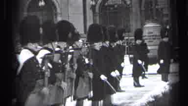 Cleveland Ohio (1937): View Of Guards Standing At Attention With Flag On A Cloudy