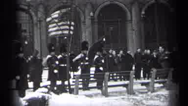 Cleveland Ohio (1937): A Defense People Stands In The Street Which Is Filled With
