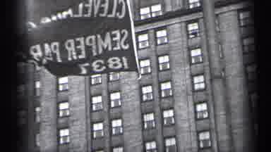 Cleveland Ohio (1937): A Black And White Clip Of A Flag Being Raised Next To A