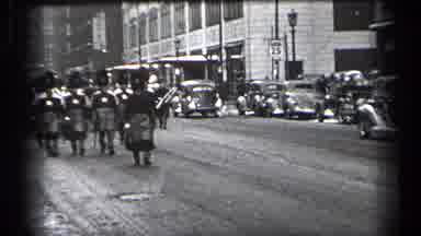 Cleveland Ohio (1937): People Marching Down The Road With Weapon In Hands