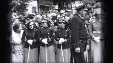 Cleveland Ohio (1937): People Dressed In Uniform Line Up And Stand Together While