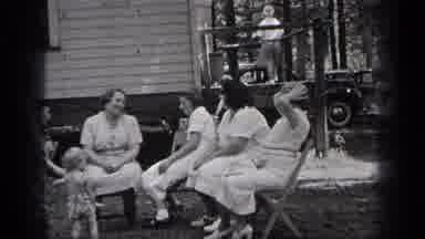 Cleveland Ohio (1937): Dress Wearing Middle Aged Women Playfully Mingling Outback