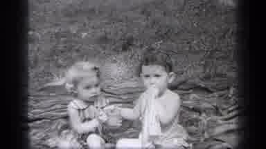 Cleveland Ohio (1937): Two Baby Girls Dressed Adorably Sitting On The Ground One