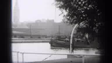 Cleveland Ohio (1938): A Nice And Beautiful Boat Moves Around The River Slowly