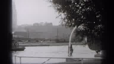 Cleveland Ohio (1938): Old Footage Of A Boat Floating In A River On A Windy Day