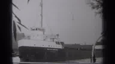 Cleveland Ohio (1938): View Of Black And White Ship In Ocean Water On A Clear Day