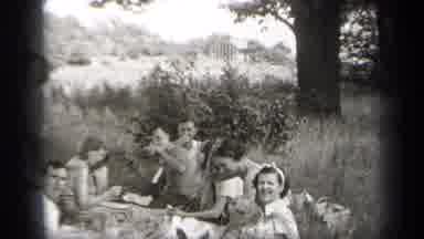 Cleveland Ohio (1938): Greetings From All Of Us At The Family Picnic In A Meadow