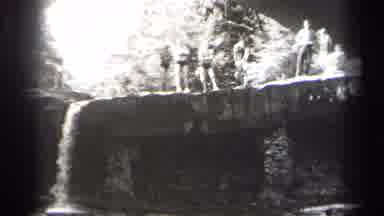 Cleveland Ohio (1938): People Stand On The Top Of The Small Waterfall And Take In