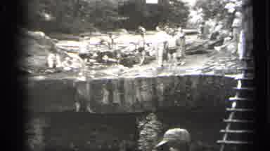 Cleveland Ohio (1938): A Group Of People Swimming In A National Park In Black And