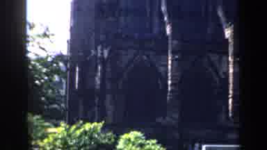 England (1949): Old Stone Church With Stained Glass Windows And Green Courtyard