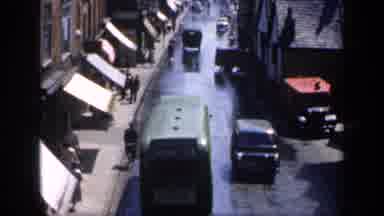 England (1949): A City View Showing The Moving Vehicles Around The Road