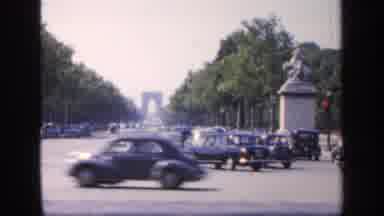 France (1949): Bustling Streets In Mid Day Traffic Around A Horse Statue