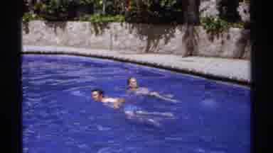 Cabo San Lucas Mexico (1974): Two Kids Swimming In Pool