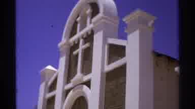 Cabo San Lucas Mexico (1974): View Of Brown And White Church Building Facade With
