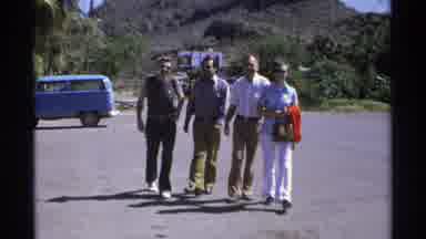 Guaymas Mexico (1975): Vintage People Men Walking Laughing Happy Sunny Car Palm