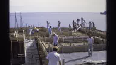 Guaymas Mexico (1975): Workers Building A Structure And Wandering Around