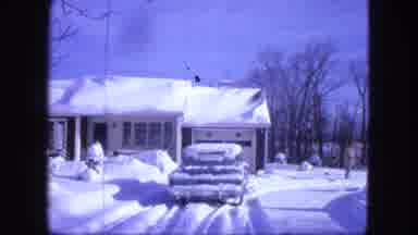 Duluth Minnesota (1963): View Of Snow Covered House Car And Trees On A Sunny