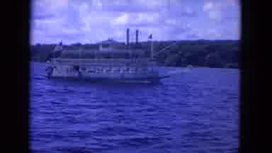 Chicago Illinois-1972: Paddlewheel Steamboat Cruising On Lake