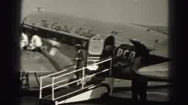 Harrisburg Penn-1946: Passengers Boarding Capital Airlines DC-3 At Airport