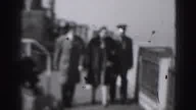 Harrisburg Penn (1946): Police Officer And A Couple Stroll Down The Street In The
