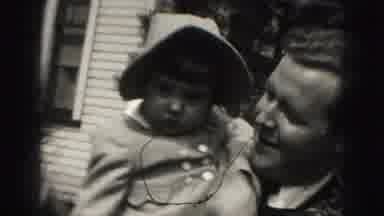 Harrisburg Penn (1946): Dad Carries Her Baby Girl And Persuades Her To Smile In