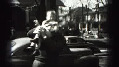 New Cumberland Penn (1946): Man On Neighborhood Street With 1940s Cars Struggles