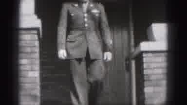 New Cumberland Penn (1946): Soldier Walking Down Front Steps In Black And White