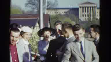 Boston Mass (1951): A Group Of Young People Roughly Eire Dressed Up Outside A