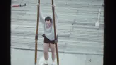 Boston Mass (1951): Man Wearing Blue Shorts Holds Pair Of Blue Scull Oars
