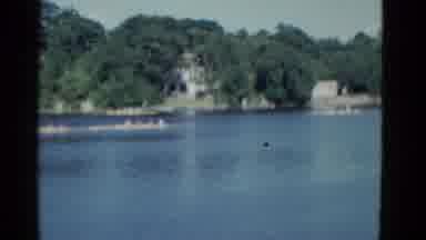 Boston Mass (1951): People Rowing Crew In A Race In A Lake On A Beautiful Sunny